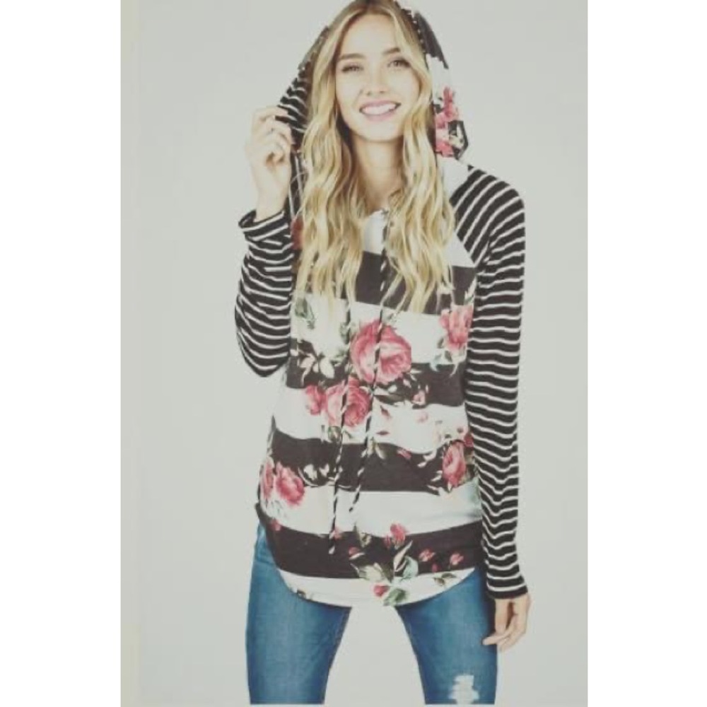 EUC! Women’s 7th Ray Floral/Stripe Long Sleeve